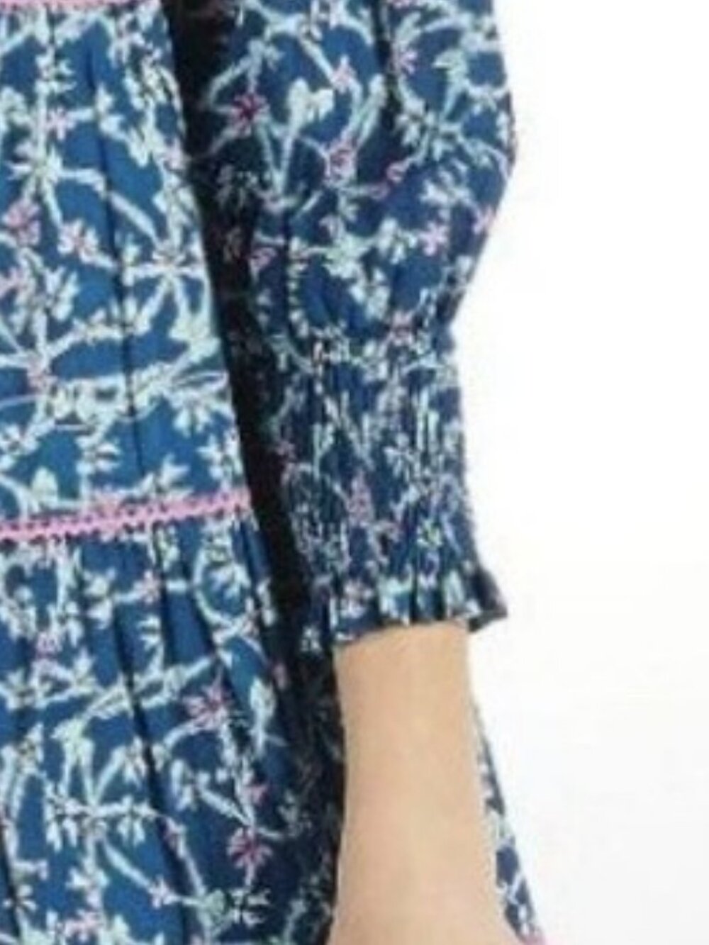 Simply Southern Floral Tiered Mini Dress Smocked Cuffs Button Front NWT Large - Picture 3 of 4